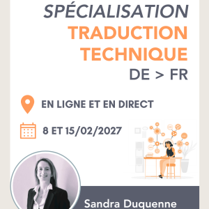 Spécialisation à la traduction technique DE > FR